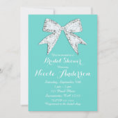 Invitation Turquoise Sarcelle Diamant Brillance Nœud Papillon (Devant)