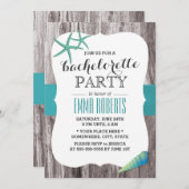 Invitation Turquoise Seashells Beach Thème Bachelorette Party (Devant / Derrière)