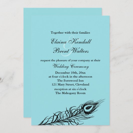 Invitation Turquoise Shake your Tail Feathers Mariage Inviter (Devant / Derrière)