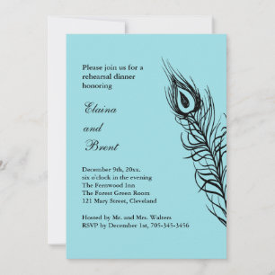 Invitation Turquoise Shake your Tail Feathers RehearsalDiner