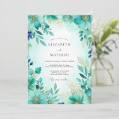 Invitation Turquoise Shimmering Spring Wedding (Debout devant)