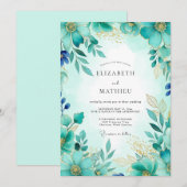 Invitation Turquoise Shimmering Spring Wedding (Devant / Derrière)