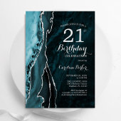 Invitation Turquoise Silver Agate 21e anniversaire