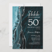 Invitation Turquoise Silver Agate Surprise 50e anniversaire (Devant)