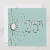 Invitation Turquoise Silver Diamond 25 25e anniversaire fête (Dos)