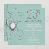 Invitation Turquoise Silver Diamond 25 25ème anniversaire (Devant / Derrière)
