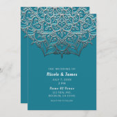 Invitation Turquoise & Silver Mandala Elegant Minimal Mariage (Devant / Derrière)