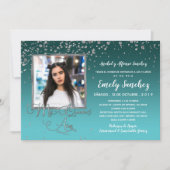 Invitation Turquoise Silver Mis Quince Anos Photo Spanish Inv (Devant)