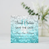 Invitation Turquoise Silver Ombre Sweet 16 Parties scintillan (Debout devant)