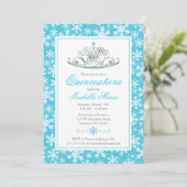 Invitation Turquoise Silver Princess Winter Wonderland Quince (Debout devant)