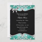Invitation Turquoise Silver Sweet 16 Sparkle Tiara Anniversai (Dos)