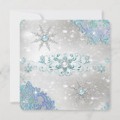Invitation Turquoise Silver Winter Wonderland Snowflakes Part (Dos)