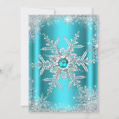 Invitation Turquoise Silver Winter Wonderland Sweet 16 Snowfl (Dos)