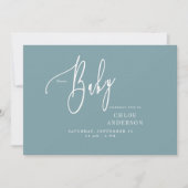 Invitation Turquoise simple au Baby shower (Devant)
