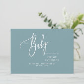 Invitation Turquoise simple au Baby shower (Debout devant)