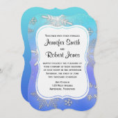 Invitation Turquoise Snowflake Bracket Hiver Mariage Invitati (Devant / Derrière)