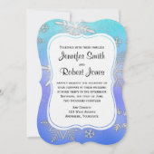 Invitation Turquoise Snowflake Bracket Hiver Mariage Invitati (Devant)