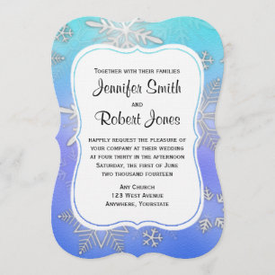 Invitation Turquoise Snowflake Bracket Hiver Mariage Invitati