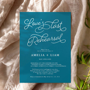 Invitation Turquoise sombre chic Amour dernier dîner de répét