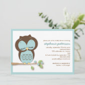 Invitation turquoise somnolente douce de baby (Debout devant)