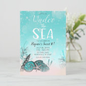Invitation Turquoise sous le Sea Shells Beach Sweet 16 Party (Debout devant)
