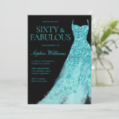 Invitation Turquoise Sparkle Gown & Black 60e anniversaire (Debout devant)