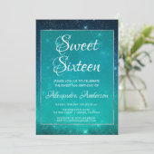 Invitation Turquoise Sparkle Sky Sweet 16 Anniversaire Invita (Debout devant)