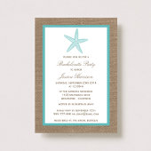 Invitation Turquoise Starfish Beach Burlap Bachelorette Party