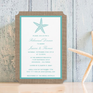 Invitation Turquoise Starfish Dîner de répétition de plage Bu