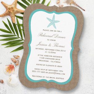 Invitation Turquoise Starfish Dîner de répétition de plage Bu