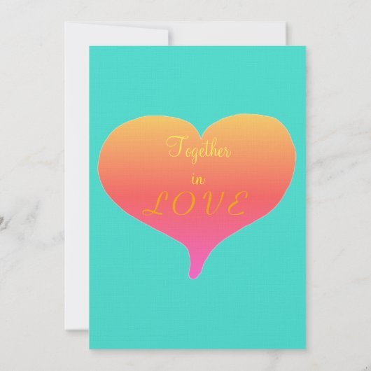 Invitation Turquoise Sunset Heart Monogramme (Dos)