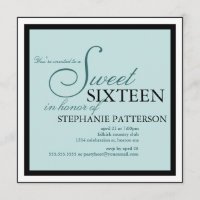 Invitation Turquoise Sweet sixteen élégante