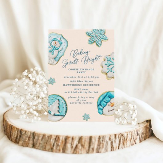 Invitation Turquoise Sweets Cookie Exchange fête de Noël