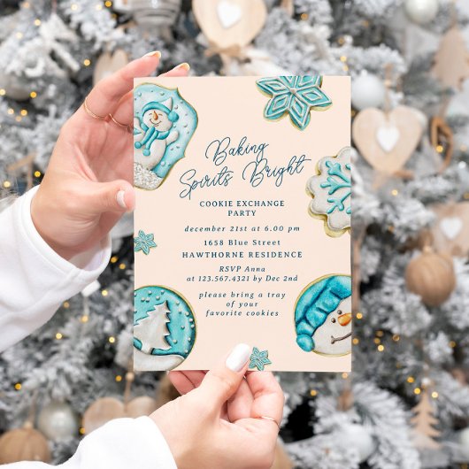 Invitation Turquoise Sweets Cookie Exchange fête de Noël