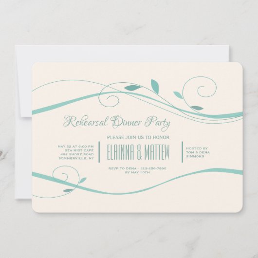 Invitation Turquoise Swirls (Devant)