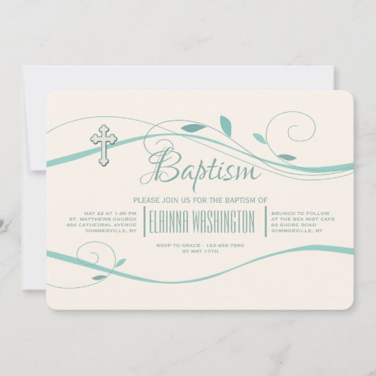 Invitation Turquoise Swirls (Devant)