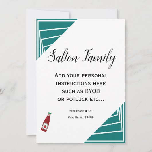 Invitation Turquoise Tailgate Ribs Wings Dancing Party (Dos)