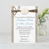 Invitation turquoise toile de jute dollar de sable (Debout devant)