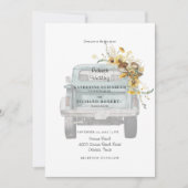 Invitation Turquoise Tournesol Mariage Cowboy Casquette (Devant)