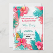 Invitation Turquoise Tropical Bachlorette Party (Devant)