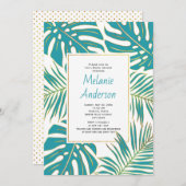 Invitation Turquoise tropicale feuille mariage nuptiale (Devant / Derrière)