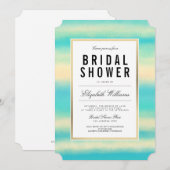 Invitation Turquoise Turquoise Beach Gold Fête des mariées In (Devant / Derrière)