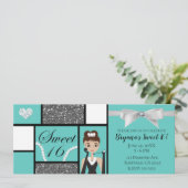 Invitation Turquoise Turquoise & Blanc Bow Sweet 16 Anniversa (Debout devant)