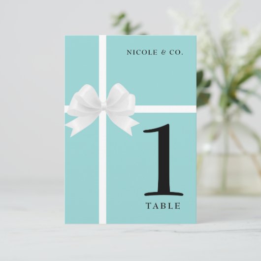 Invitation Turquoise Turquoise bleu et blanc chiffres de tabl (Debout devant)