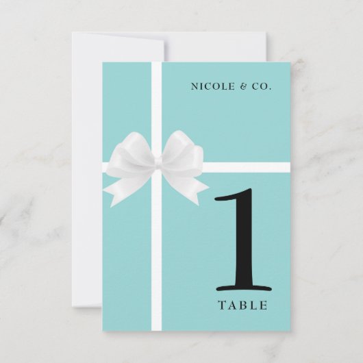 Invitation Turquoise Turquoise bleu et blanc chiffres de tabl (Dos)