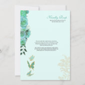 Invitation Turquoise Turquoise Bleu Rose Butterfly Quinceaner (Dos)