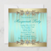 Invitation Turquoise Turquoise Blue Masquerade Party Invitati (Dos)