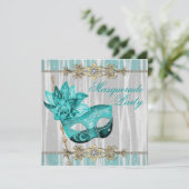 Invitation Turquoise Turquoise Blue Masquerade Party Invitati (Debout devant)