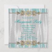 Invitation Turquoise Turquoise Blue Masquerade Party Invitati (Dos)