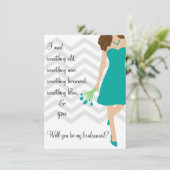 Invitation Turquoise Turquoise Chevron Seras-Tu Ma Porte-Mait (Debout devant)